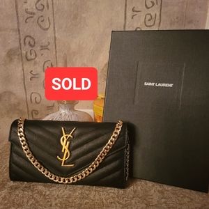 💟SOLD💟 AUTHENTIC SAINT LAURENT Cassandre MATELASSE Large Flap Wallet